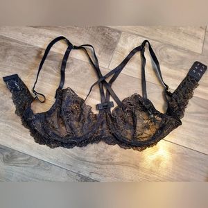 Black strappy lace bra